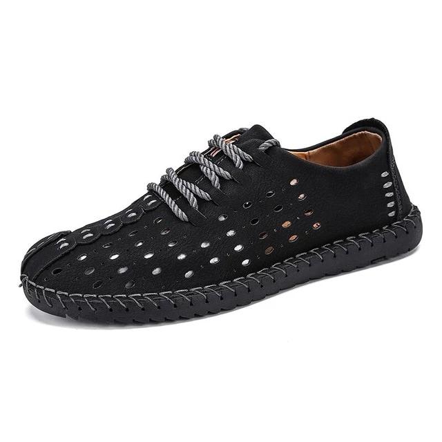 Summer Comfortable Quality Split Leather Moccasin Shoes-men-wanahavit-01 Black-6.5-wanahavit
