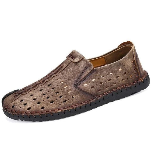 Load image into Gallery viewer, Summer Comfortable Quality Split Leather Moccasin Shoes-men-wanahavit-02 khaki-6.5-wanahavit
