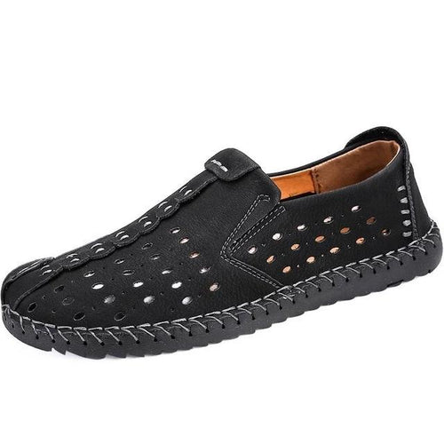 Load image into Gallery viewer, Summer Comfortable Quality Split Leather Moccasin Shoes-men-wanahavit-02 black-6.5-wanahavit
