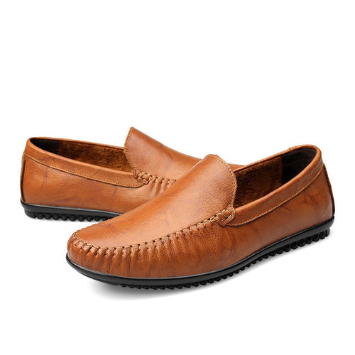 Load image into Gallery viewer, Handmade Plus Size Soft Moccasins Genuine Leather Shoe-men-wanahavit-Brown Loafers-5-wanahavit
