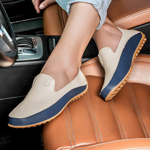 Load image into Gallery viewer, Leather Luxury Breathable Loafers Shoes-men-wanahavit-Beige Men Loafers-6-wanahavit
