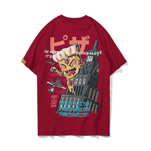 Load image into Gallery viewer, Monster Pizza Printed Hip Hop Streetwear Loose Tees-unisex-wanahavit-Red-Asian M-wanahavit
