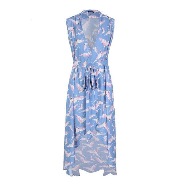 Sexy V Neck Leaf Print Boho Long Split Maxi Wrap Dress-women-wanahavit-Print3-S-wanahavit