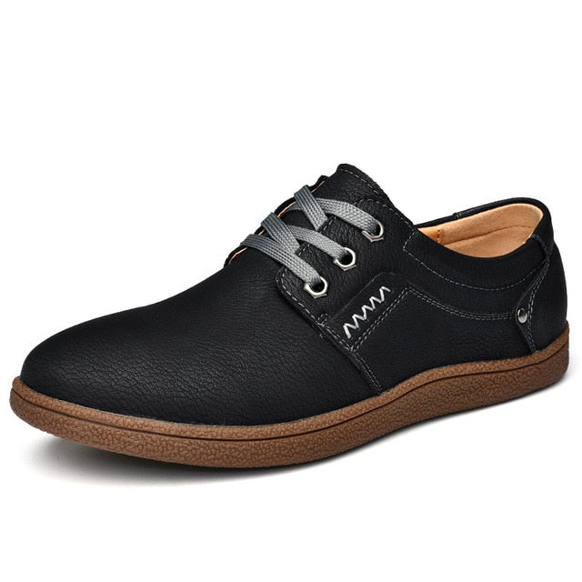 British Style Genuine Leather Flats Loafers Walking Shoes-men-wanahavit-Black Shoes-6-wanahavit