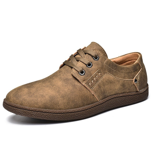 British Style Genuine Leather Flats Loafers Walking Shoes-men-wanahavit-Khaki Shoes-6-wanahavit