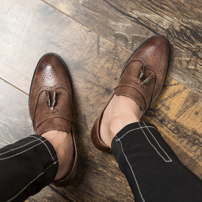 Luxury Artificial Leather With Tassel Slip On Shoes-men-wanahavit-Brown Dress Shoes-5.5-wanahavit