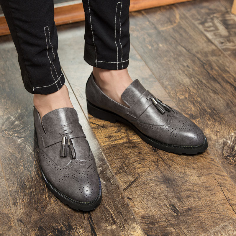 Luxury Artificial Leather With Tassel Slip On Shoes-men-wanahavit-Grey Dress Shoes-5.5-wanahavit