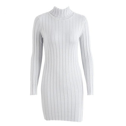 Load image into Gallery viewer, Casual Turtleneck Long Knitted Pullover Sweater Dress-women-wanahavit-Gray-S-wanahavit
