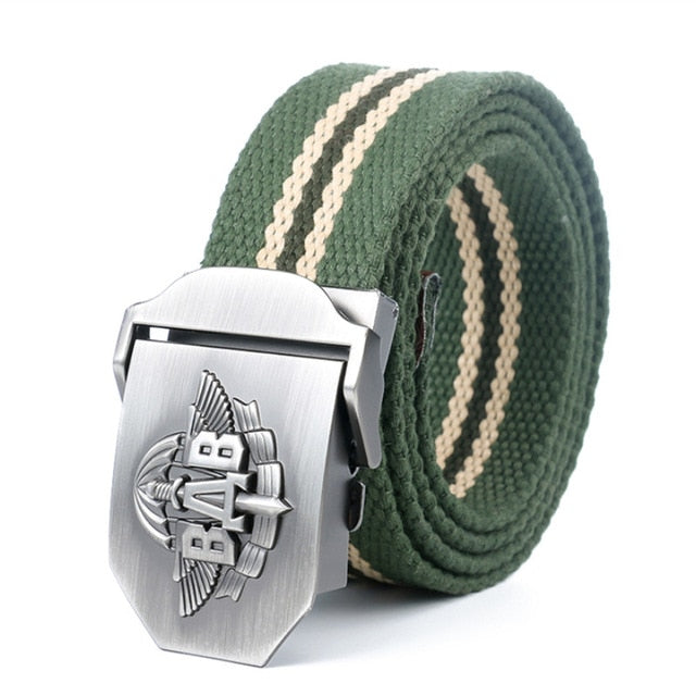 BAB Army Tactical Belt Patriotic Soldiers Canvas Jeans Belt-men-wanahavit-Green Stripes-110CM-wanahavit