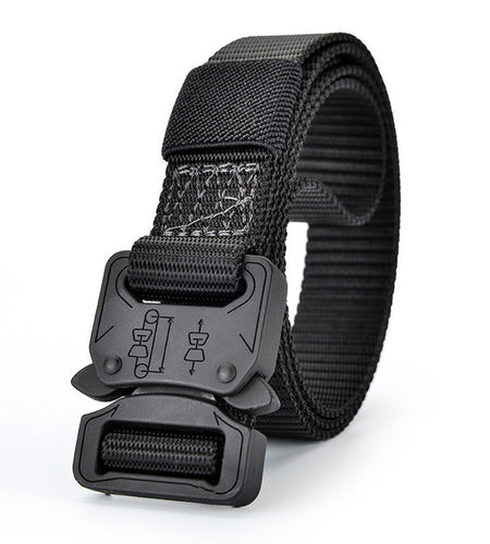 Canvas Military Tactical Sport Belt with Alloy Buckle-men-wanahavit-ZSCM07 Black-125cm-wanahavit