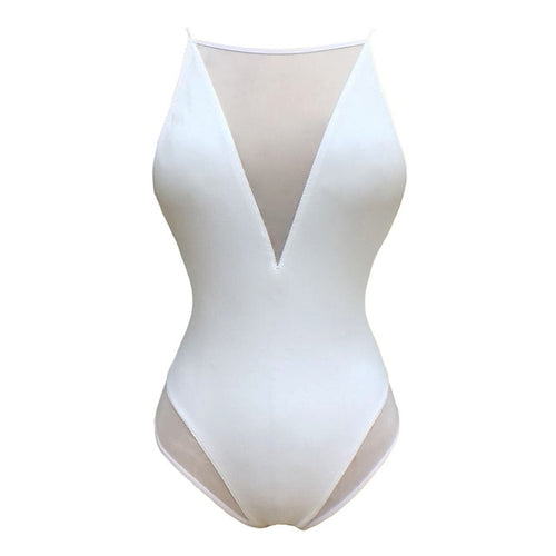 Load image into Gallery viewer, Bather Mesh Splicing Backless Monokini-women fitness-wanahavit-White-L-wanahavit
