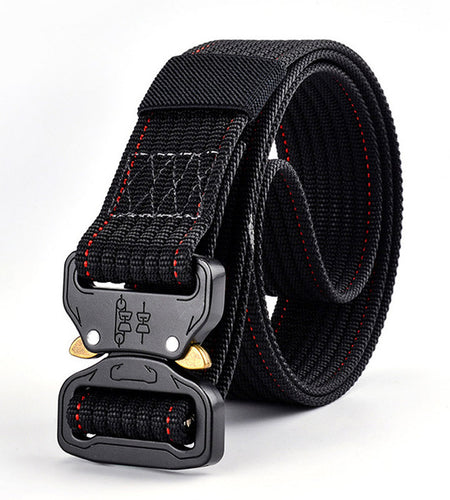 High Quality Tactical Nylon Strap Military Belt-men-wanahavit-ZSCM03 Black-125cm-wanahavit