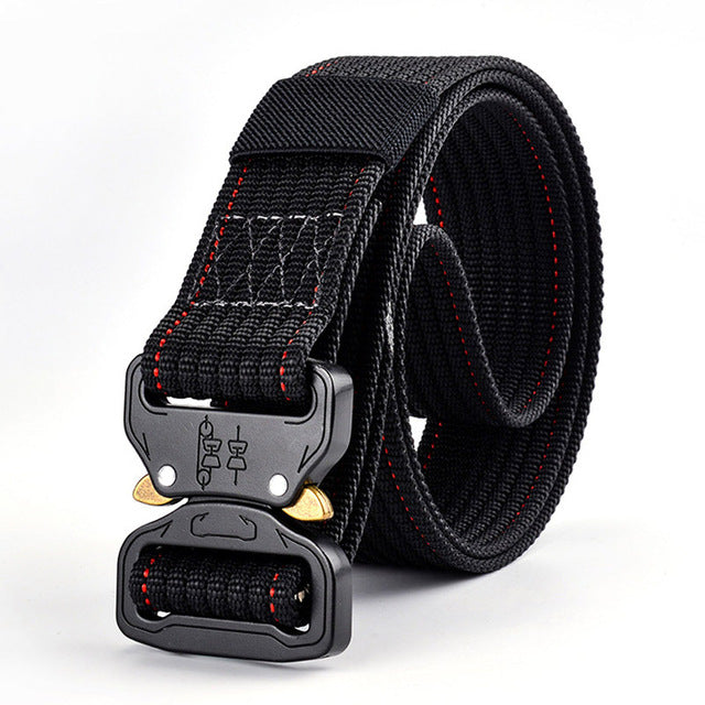 High Quality Tactical Nylon Strap Military Belt-men-wanahavit-ZSCM03 Black-125cm-wanahavit