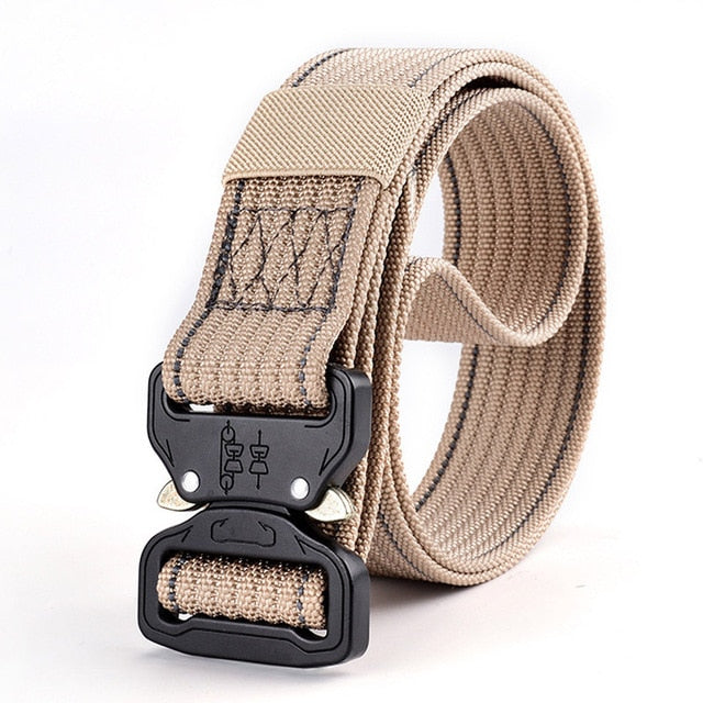 High Quality Tactical Nylon Strap Military Belt-men-wanahavit-ZSCM03 Khaki-125cm-wanahavit