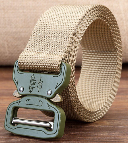 Heavy Duty Tactical Nylon Strap Military Belt-men-wanahavit-YZ01 Khaki-115CM-wanahavit