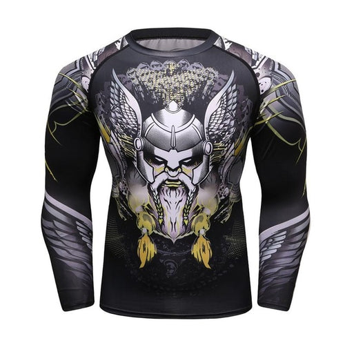 Load image into Gallery viewer, MMA Warrior Printed Workout Quick Dry Long Sleeve-men fitness-wanahavit-1-M-wanahavit
