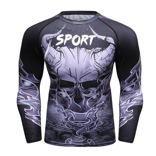 Load image into Gallery viewer, MMA Warrior Printed Workout Quick Dry Long Sleeve-men fitness-wanahavit-2-M-wanahavit
