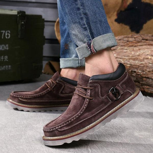 Load image into Gallery viewer, Genuine Leather Casual Vintage Velvet Thick Sole Shoes-men-wanahavit-Brown Without Fur-6.5-wanahavit
