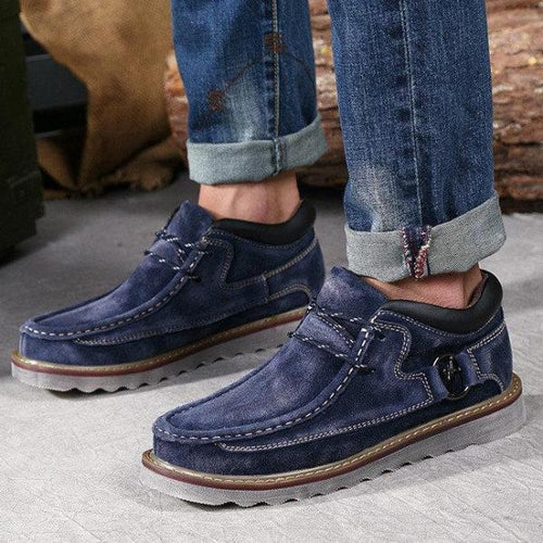 Load image into Gallery viewer, Genuine Leather Casual Vintage Velvet Thick Sole Shoes-men-wanahavit-Blue Without Fur-6.5-wanahavit
