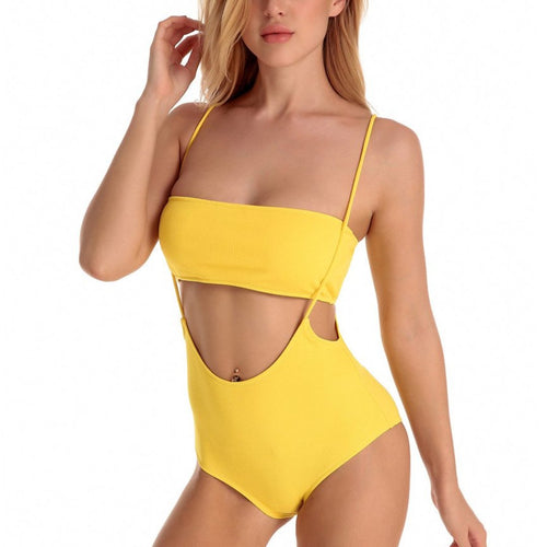 Load image into Gallery viewer, Sexy High Waist Ribbed Bikini-women fitness-wanahavit-Yellow-L-wanahavit
