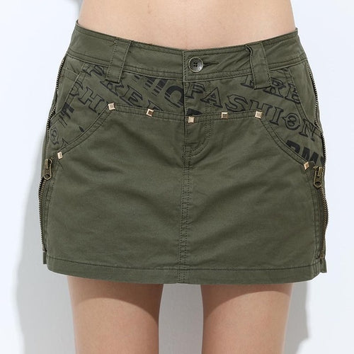 Load image into Gallery viewer, Military Cotton Sexy Short Skirt-women-wanahavit-Army Green-25-wanahavit
