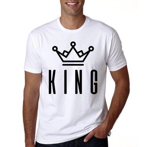 Load image into Gallery viewer, King Queen Letter Print Matching Couple Tees-unisex-wanahavit-MR08-MSTWH-L-wanahavit
