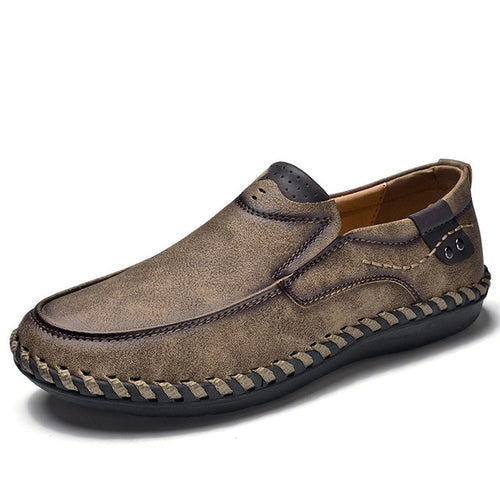 Load image into Gallery viewer, Leather Loafers Luxury Business Slip On Moccasins Shoes-men-wanahavit-khaki loafers-6-wanahavit
