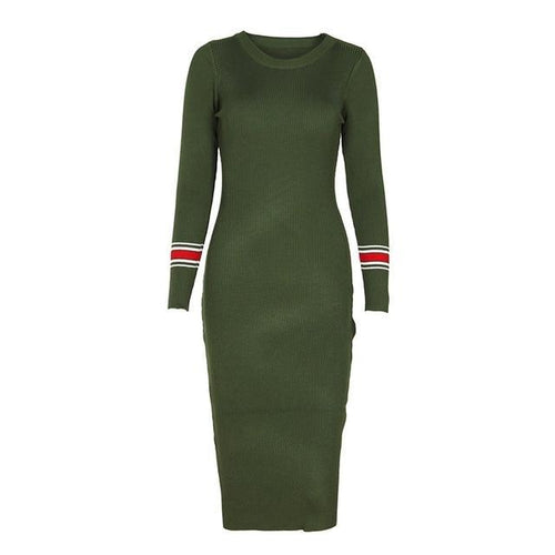 Load image into Gallery viewer, Autumn Winter Sweater Knitted Slim Elastic Midi Dress-women-wanahavit-Green-One Size-wanahavit

