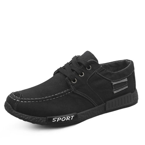 Load image into Gallery viewer, Breathable Denim Canvas Lace Up Sneaker Shoes-men-wanahavit-Black Sneakers-6-wanahavit
