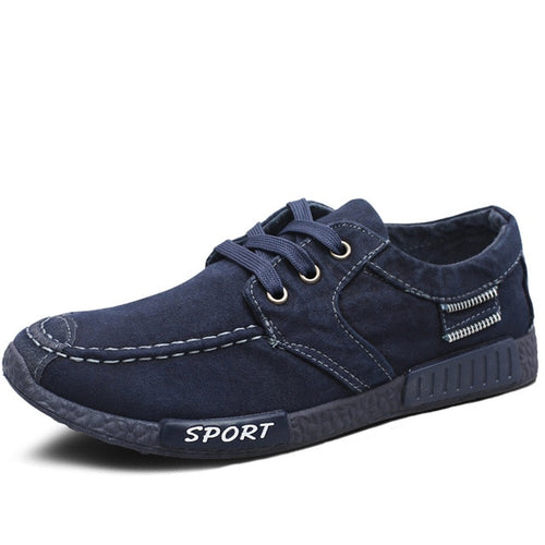 Load image into Gallery viewer, Breathable Denim Canvas Lace Up Sneaker Shoes-men-wanahavit-Blue Sneakers-6-wanahavit
