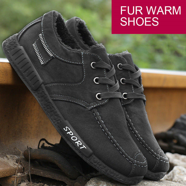 Breathable Denim Canvas Lace Up Sneaker Shoes-men-wanahavit-Fur Black Sneakers-6-wanahavit