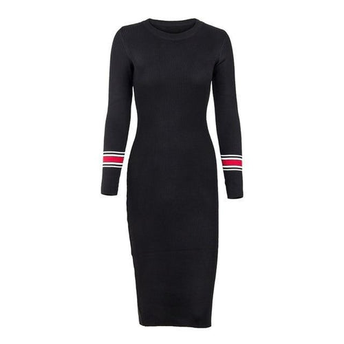 Load image into Gallery viewer, Autumn Winter Sweater Knitted Slim Elastic Midi Dress-women-wanahavit-Black-One Size-wanahavit
