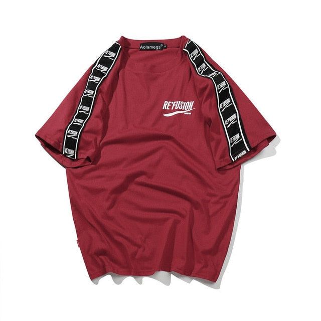 Refusion Printed Hip Hop Streetwear Loose Tees-unisex-wanahavit-Red-Asian M-wanahavit