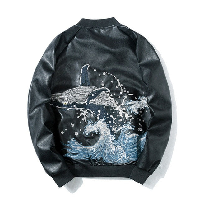 Phoenix Embroidery Hooded Pullover Sweatshirt-unisex-wanahavit-black whale-M-wanahavit