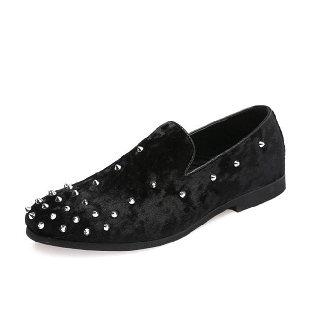 Luxury Italian Genuine Leather Moccasins Rivet Shoe-unisex-wanahavit-Black Men Loafers-5.5-wanahavit