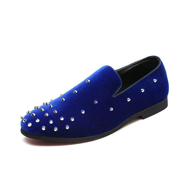 Luxury Italian Genuine Leather Moccasins Rivet Shoe-unisex-wanahavit-Blue Men Loafers-5.5-wanahavit