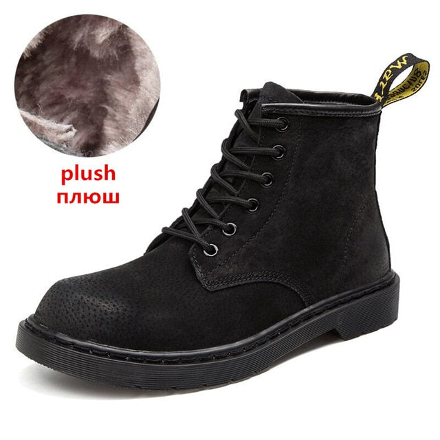 Genuine Leather Waterproof Warm Plush Ankle Boots-men-wanahavit-Plush black-11-wanahavit