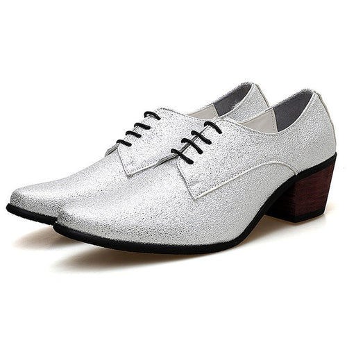 Load image into Gallery viewer, Luxury Oxford Dress Lace Up Pointed Toe High Heel Shoes-men-wanahavit-Silver-6-wanahavit
