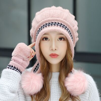Cute Warm Gloves & Casual Warm Knitted Winter Beanie-unisex-wanahavit-pink-Single cap-wanahavit