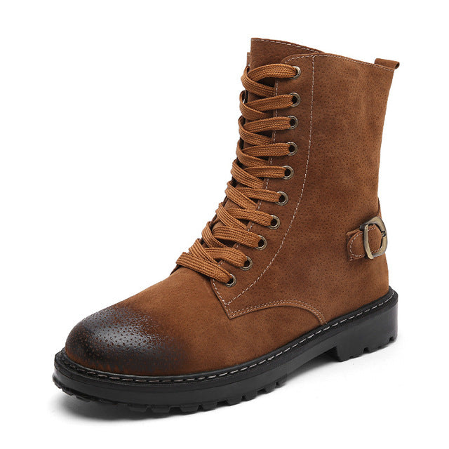 Genuine Leather Vintage Lace Up High Top Shoe-men-wanahavit-Brown Boots-11-wanahavit