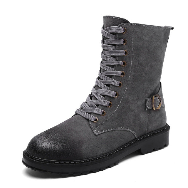 Genuine Leather Vintage Lace Up High Top Shoe-men-wanahavit-Grey Boots-11-wanahavit