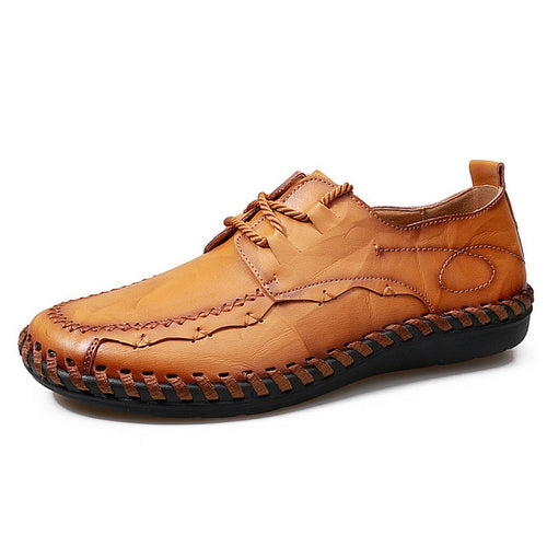 Load image into Gallery viewer, Fashion Patchwork Lace Up Genuine Leather Retro Shoes-men-wanahavit-yellow brown-6-wanahavit

