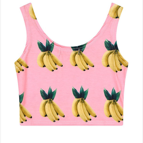 Load image into Gallery viewer, Summer Popsicle Print Crop Top Harajuku Shirt-women-wanahavit-pink banana-One Size-wanahavit
