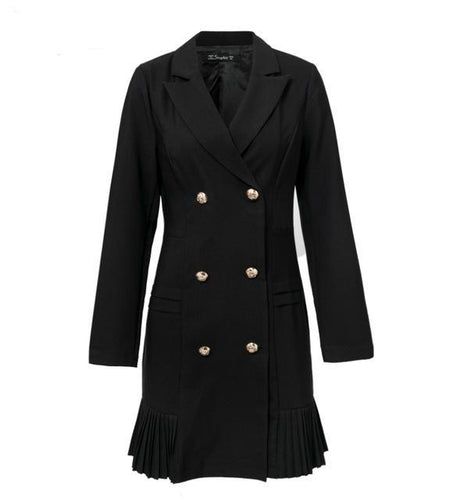 Elegant Ruffle Double Breasted Office Dress-women-wanahavit-Black-S-wanahavit