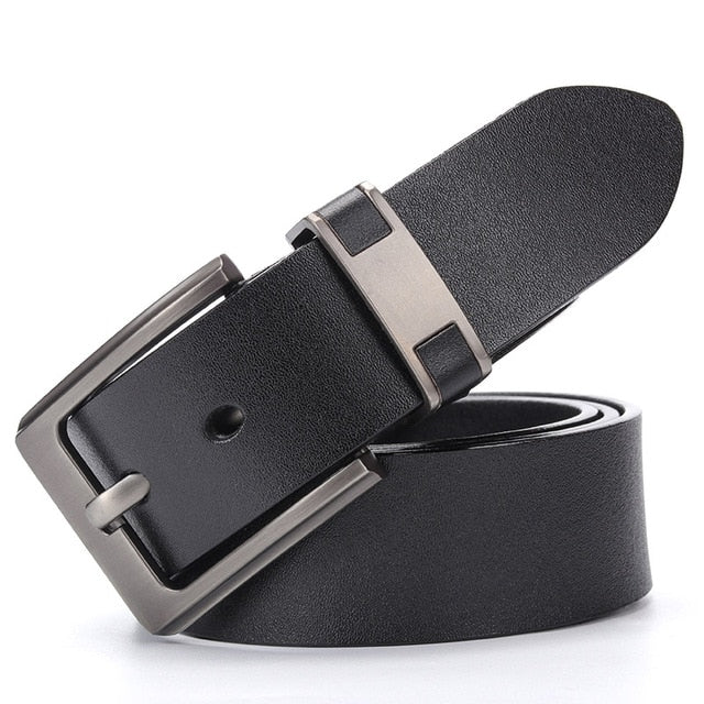 Luxury Cow Genuine Leather Alloy Buckle Belts-men-wanahavit-DS803 Black-100cm-wanahavit