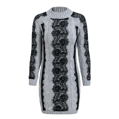 Load image into Gallery viewer, Elegant O Neck Twist Knitted Sweater Dress-women-wanahavit-Gray-One Size-wanahavit

