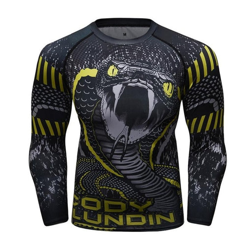 Load image into Gallery viewer, MMA Skull Printed Workout Quick Dry Long Sleeve-men fitness-wanahavit-Brown-Asian M-wanahavit
