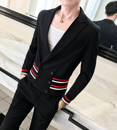 Stylish British Deep V Slim Fit Casual Blazer-men-wanahavit-Black-M-wanahavit