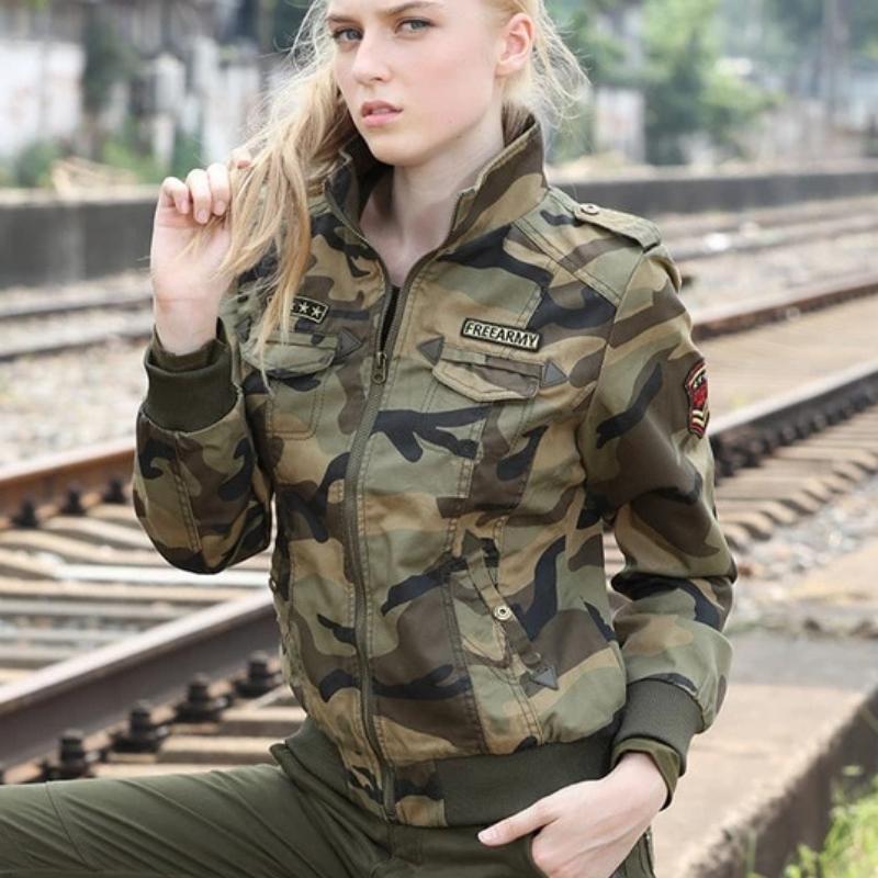 Military Camouflage Denim Bomber Jacket-women-wanahavit-camo-S-wanahavit