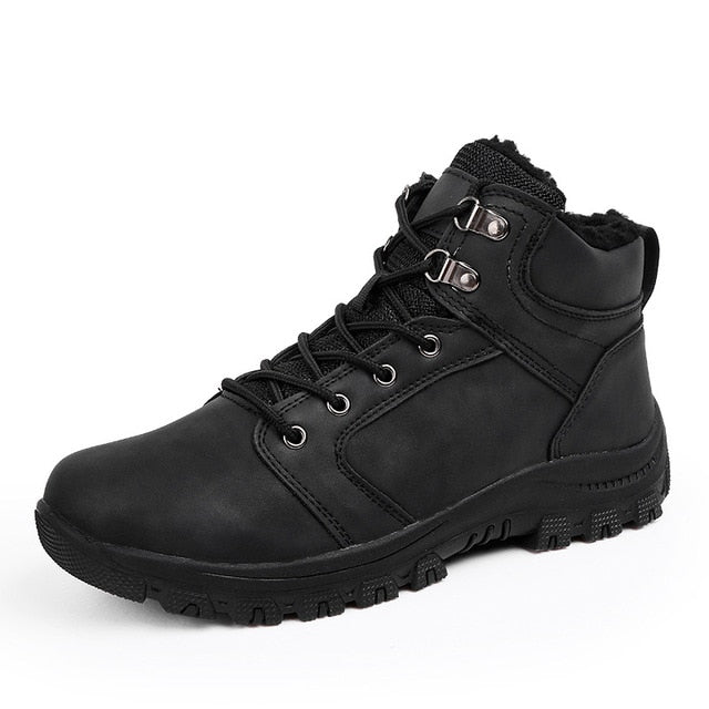 Men High Top Lace Up Hiking Boots With Fur-men-wanahavit-Black-6.5-wanahavit